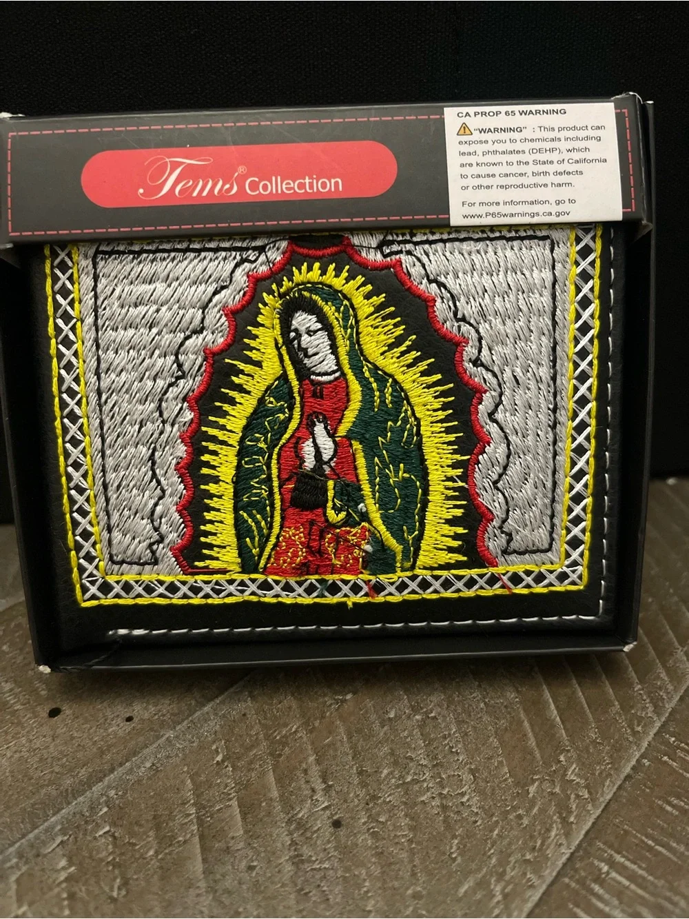 Toms Collection Black Embroidered Virgin Mary Card Wallet